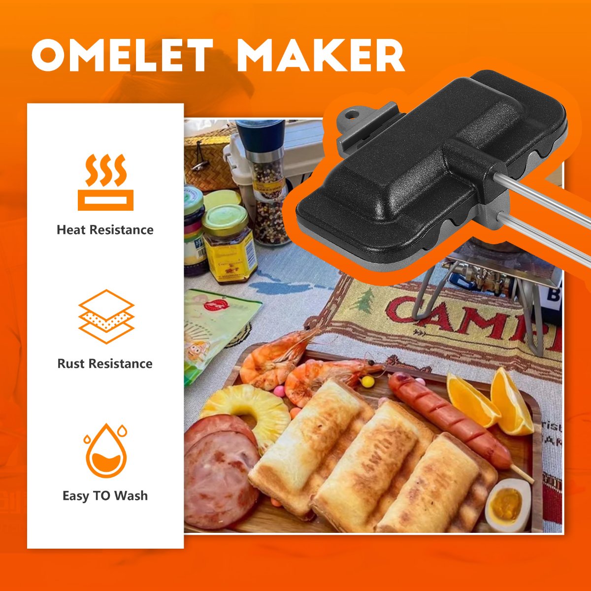 Hot Dog Press - [Jaarspecials] Hotdogrooster Dubbelzijdige Sandwich Bakpan Kaasmaker